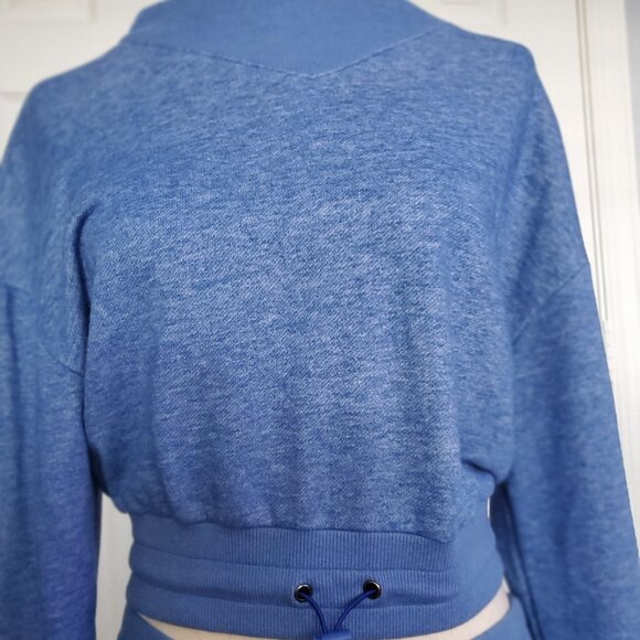 Flirtitude Terry Cotton Long Sleeved Top & Short Set BLUE - Picture 3 of 7